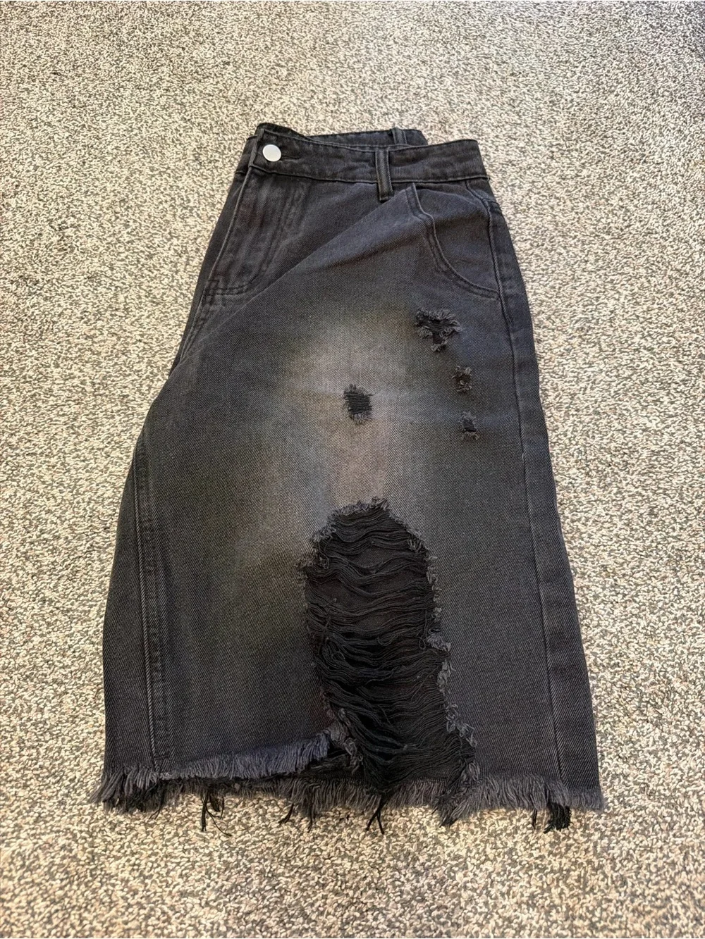 Black Distressed Denim Shorts
